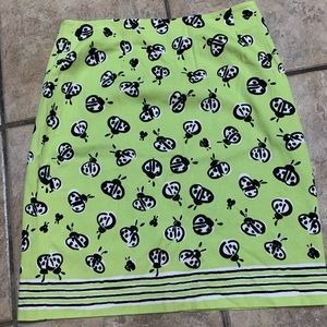 NWOT TALBOTS LIME GREEN & NAVY LADYBUG SKIRT SZ 8